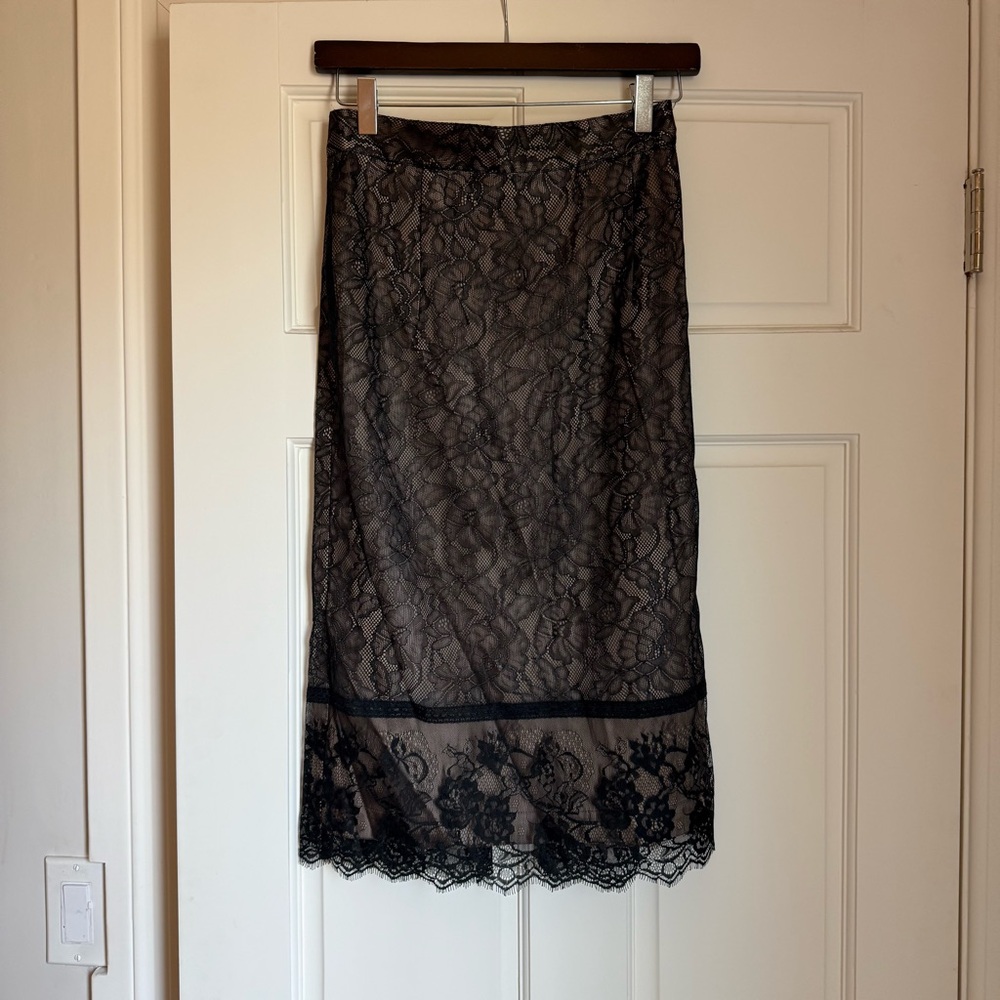 ZARA Black Lace Midi Skirt Small
